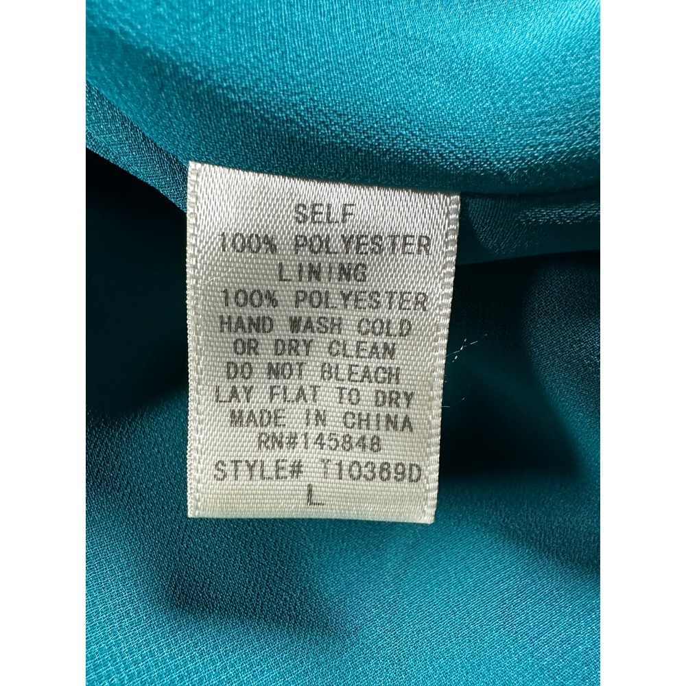 Everly Teal Green Floral V-Neck Pleated Back Sleeveless Blouse Top Large T10369D - Picture 4 of 6